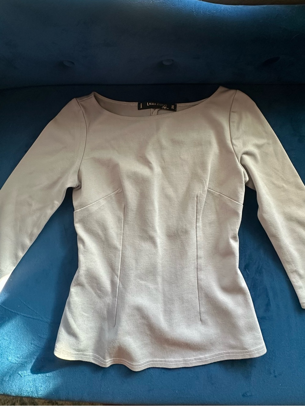Pinup Couture Light Gray Boatneck Long Sleeve Top